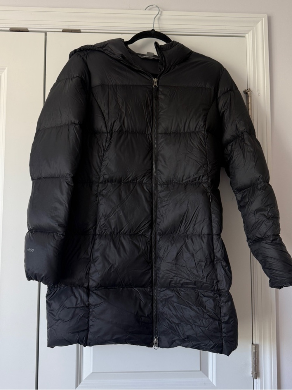 Eddie Bauer Black Long Quilted Puffer Coat with Hood